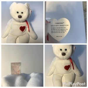 Beanie baby Name Valentino Color white and red